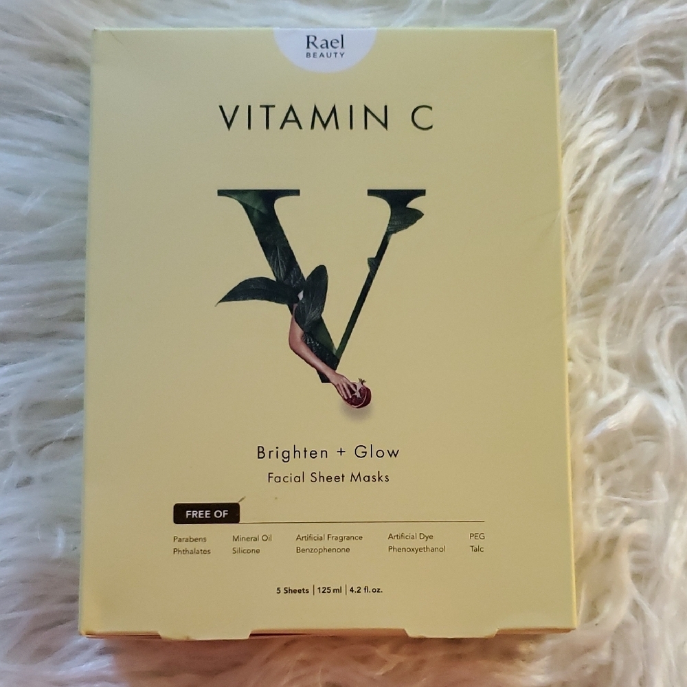 🍀New Rael Beauty Vitamin C Facial Sheet Masks - Brighten + Glow